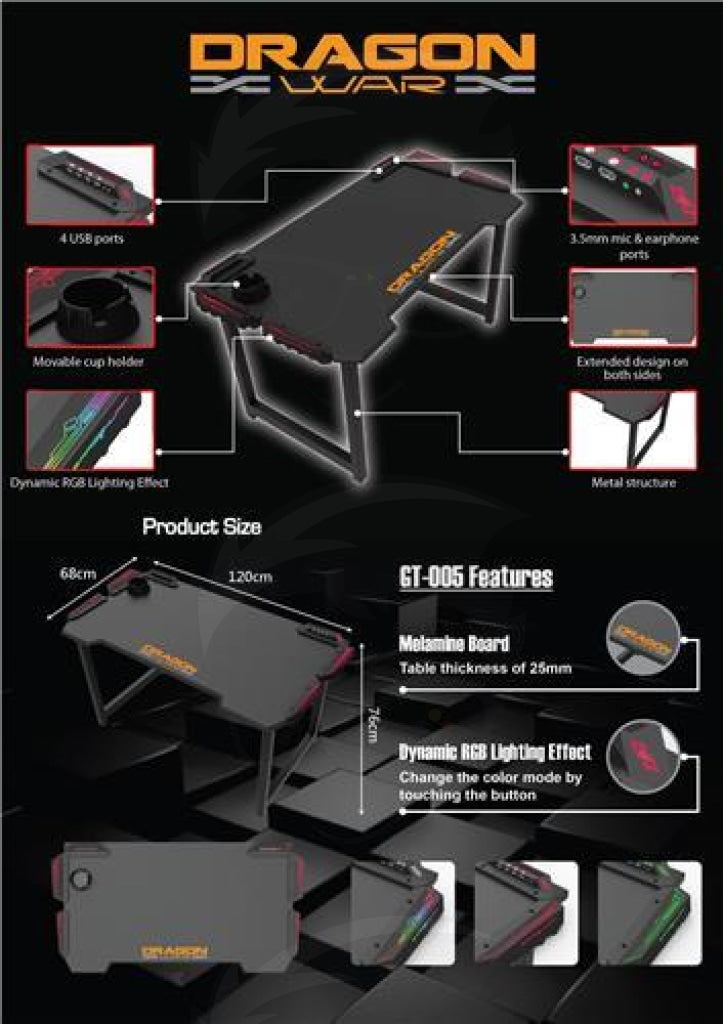 DRAGON WAR GAMING DESK GT-005 DRAGON WAR GAMING DESK GT-005